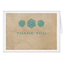 Teal Grunge D20 Dice Gamer Thank You Card