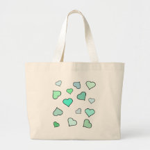 Teal Heart Pattern Canvas Bag