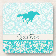 Teal Horse Racing Drink Coasters