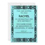 Teal invitation with black and white design