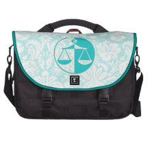 Teal Justice Scales Laptop Bags