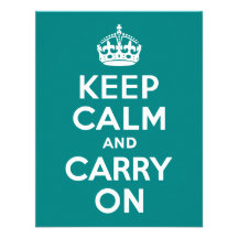 Teal Keep Calm and Carry On Invite
