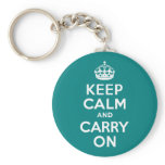 Teal Keep Calm and Carry On keychains