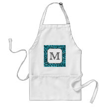Teal Leopard Print, Custom Monogram. Apron