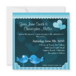 Teal Love Birds Wedding Invitation