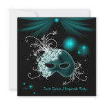 Teal Masks Sweet 16 Masquerade Party invitations