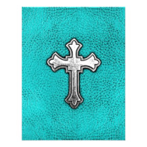 Teal Metal Cross Personalized Invitations