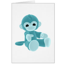 Teal Monkey Greeting Cards