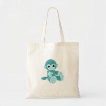 Teal Monkey Tote Bags