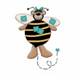Teal Patches Bumble Bee Bear Acrylic Cut Outs