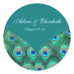 Teal Peacock Elegant Peacock Wedding Favour Label
