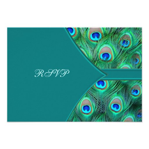 Teal Peacock Elegant Peacock Wedding RSVP Personalized Announcement