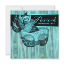 Teal Peacock Teal Blue Black Masquerade Party