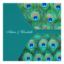 Teal Peacock Wedding Invitations