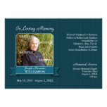 Teal Pinstripe Banner Memorial Notice Personalized Invites