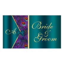 Teal Plum Peacock Wedding Bridal Business Card