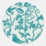 Teal Print - Add Words to Customise Round Stickers