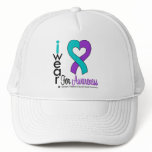 Teal & Purple Heart Ribbon Domestic Violence hats