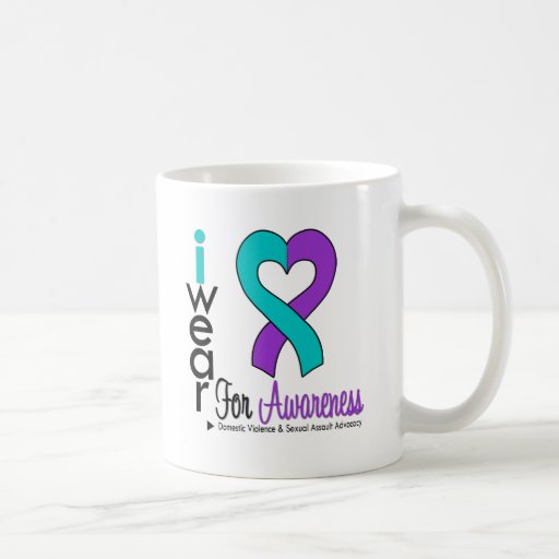 Teal & Purple Heart Ribbon Domestic Violence Coffee Mug