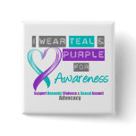 Teal & Purple Ribbon Domestic Violence Awareness buttons