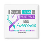 Teal & Purple Ribbon Domestic Violence Awareness magnets