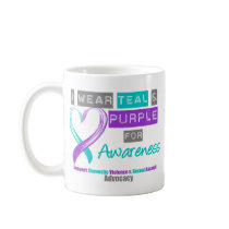 Teal & Purple Ribbon Domestic Violence Awareness Mugs