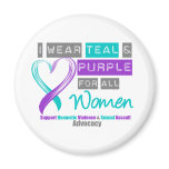 Teal & Purple Ribbon Women Domestic Violence Fridge Magnet