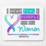 Teal & Purple Ribbon Women Domestic Violence mousepads