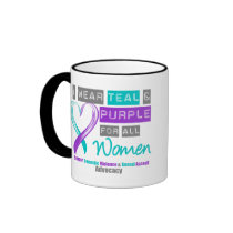Teal & Purple Ribbon Women Domestic Violence Mugs