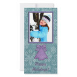 Teal Purple Snowflake Photo Card photo cards