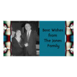 teal red fractal photo cards