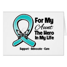 Teal Ribbon For My Hero My Aunt Greeting Cards