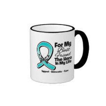 Teal Ribbon For My Hero My Best Friend Mugs