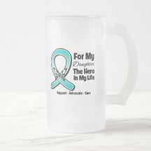 Teal Ribbon For My Hero My Daughter Mugs