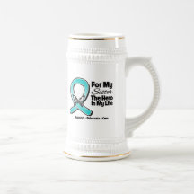 Teal Ribbon For My Hero My Sister Coffee Mugs