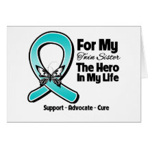 Teal Ribbon For My Hero My Twin Sister Greeting Card
