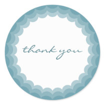 Teal Scalloped Edge Sticker - Thank you