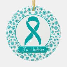 Teal Snowflake Ovarian Cancer Ornament