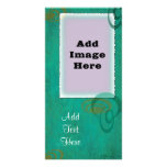 Teal Spirals V Custom Photo Cards