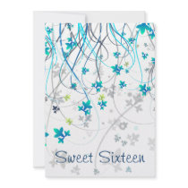 Teal Streamers Sweet Sixteen Party Personalised Invites