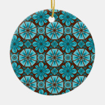 Teal Tile Christmas Ornaments