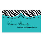 Teal Turquoise Zebra Print Animal Business Card
