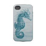 teal vintage seahorse tough iphone 4 covers
