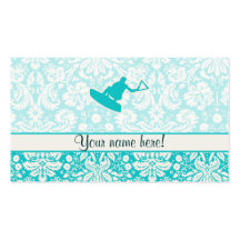 Teal Wakeboarder Business Card Template