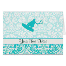 Teal Wakeboarder Greeting Cards