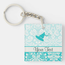 Teal Wakeboarder Keychain