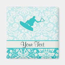 Teal Wakeboarder Refrigerator Magnets
