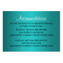 Teal Wedding Accommodation - Reception Cards Business Card Template