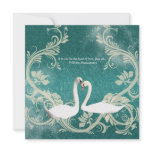 Teal white vintage engagement wedding personalized announcement