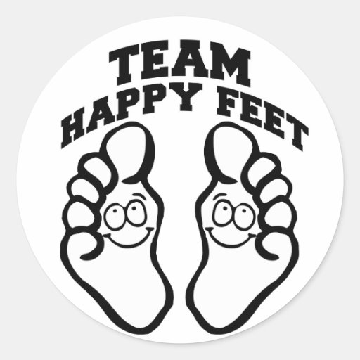 Team Happy Feet Round Stickers